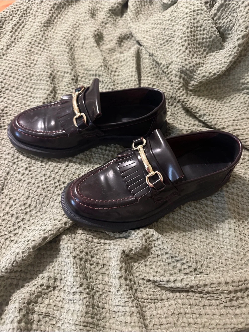 Men's Tassel Bit Loafers in Burgundy